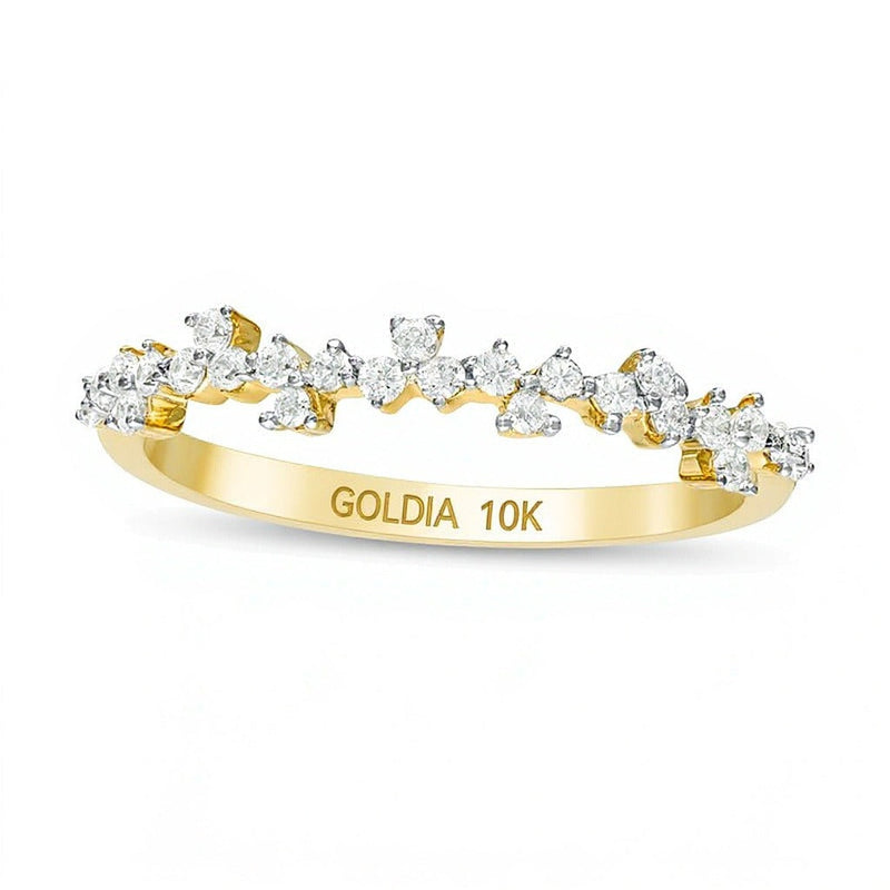 0,25 ct. Gesamtgewicht Diamant-Memoire-Ring mit Streubesatz in 10K Gelbgold