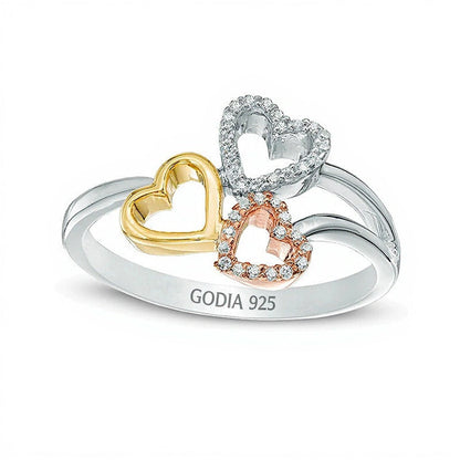 0.1 ct. Gesamtgewicht Diamant Herz-Ring aus Sterlingsilber und 10K Gold, zweifarbig