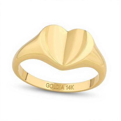 Herzförmiger Siegelring in 14K Gelbgold