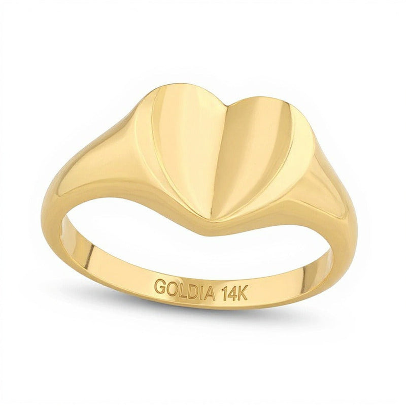 Herzförmiger Siegelring in 14K Gelbgold