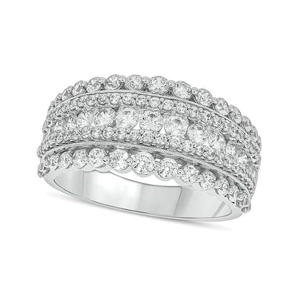 Ring mit Diamanten 1.5 ct. Gesamtgewicht mehrreihig im Vintage-Stil in 10K Weißgold