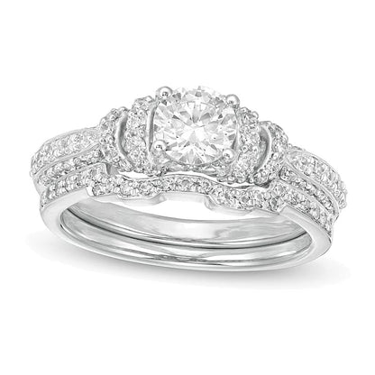 Braut-Set mit weißen Diamanten im Rundschliff, 1.2 ct. Gesamtgewicht, in 14K Weißgold