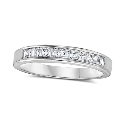 0,5 ct. Gesamtgewicht Ehering mit Diamanten im Princess-Schliff in 14K Weißgold (I/SI2)