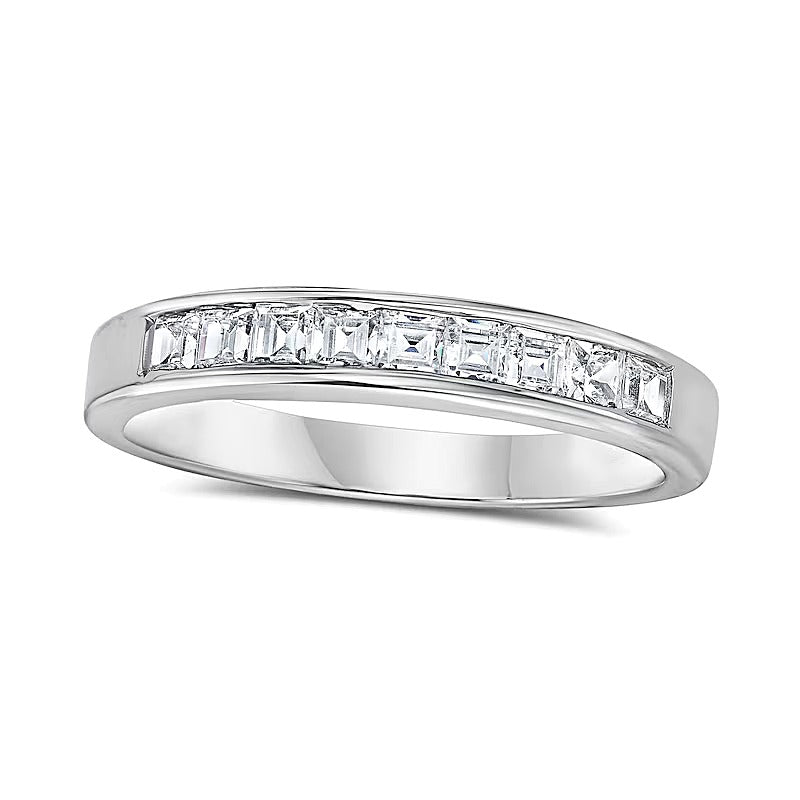 0,5 ct. Gesamtgewicht Ehering mit Diamanten im Princess-Schliff in 14K Weißgold (I/SI2)