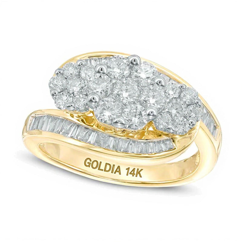 Cocktail-Ring mit Diamanten 1.5 ct. Gesamtgewicht in 14K Gelbgold