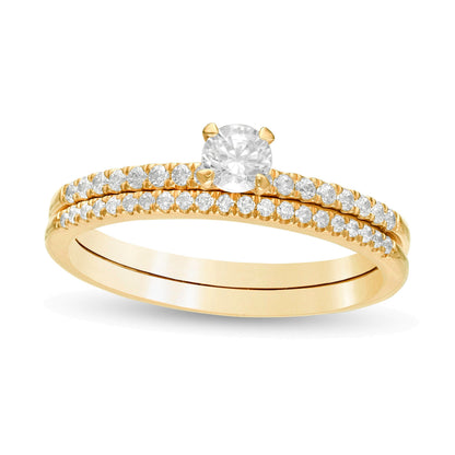 0.5 CT. Gesamtgewicht Diamant-Brautset in 10K Gelbgold