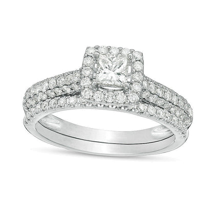 1.0 CT. TW Diamant-Brautset im Princess-Schliff in 14K Weißgold (I/I1)