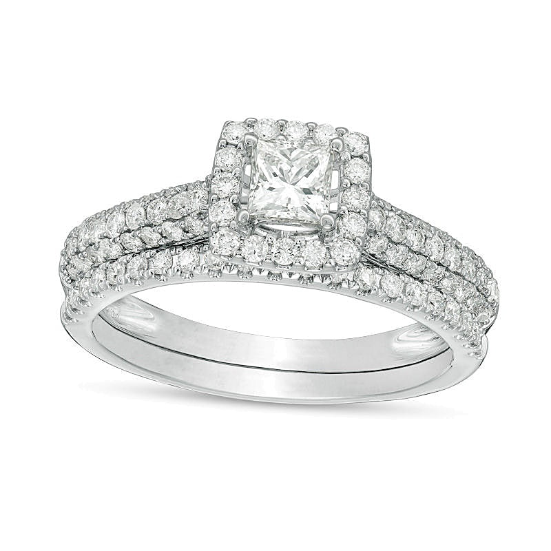 1.0 CT. TW Diamant-Brautset im Princess-Schliff in 14K Weißgold (I/I1)