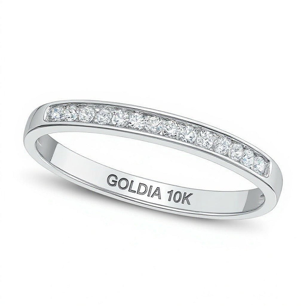 Memoire-Ring mit Diamanten 0.1 ct. Gesamtgewicht in 10K Weißgold