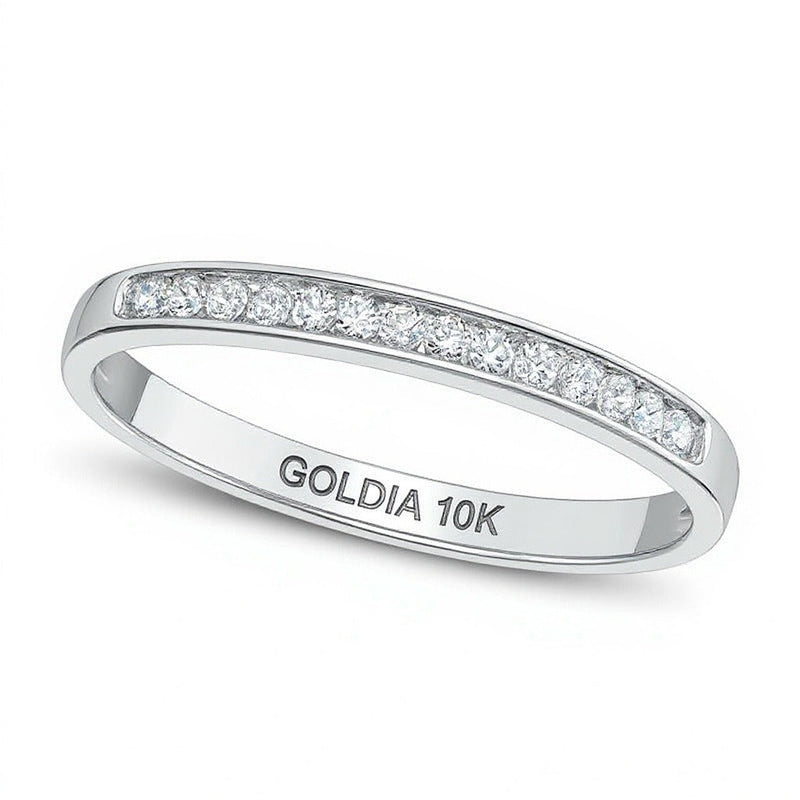 Memoire-Ring mit Diamanten 0.1 ct. Gesamtgewicht in 10K Weißgold