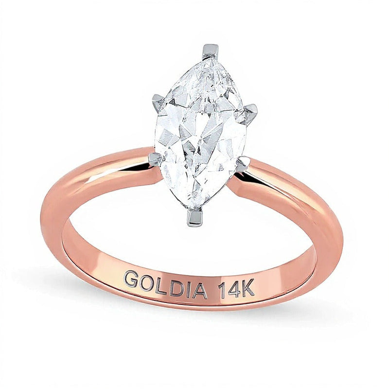 1.0 CT. Solitär-Verlobungsring mit Labordiamant im Marquise-Schliff in 14K Roségold (F/VS2)