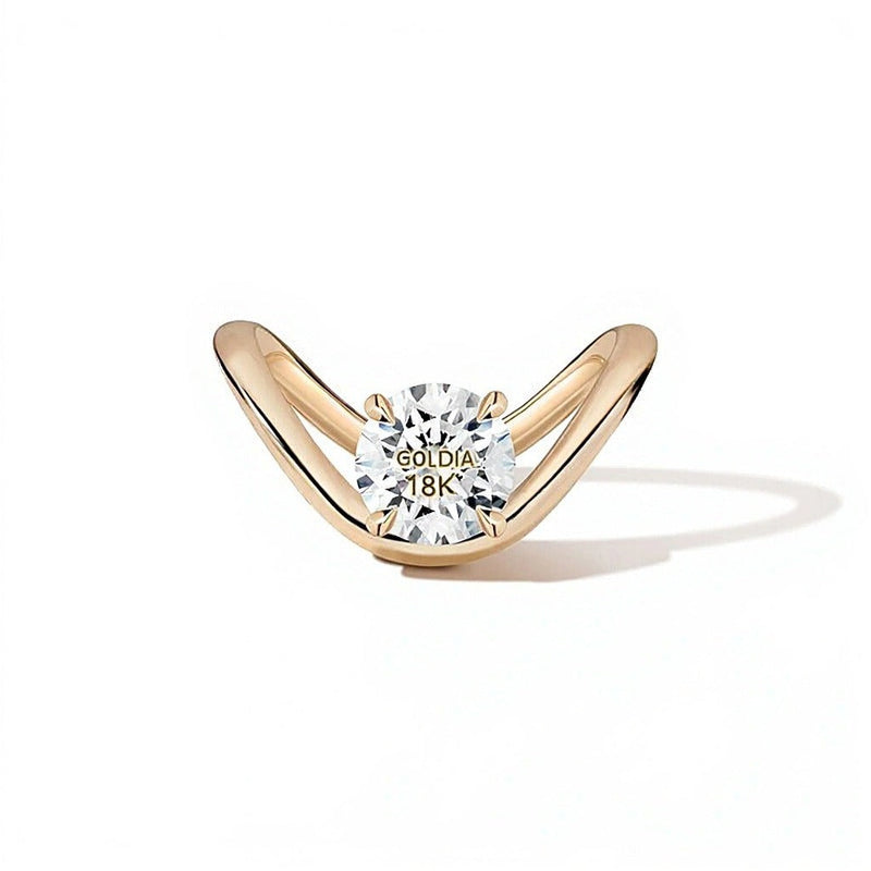 Verlobungsring Solitär mit 2.0 CT. Labordiamant rund in 18K Gelbgold (F/VS2)