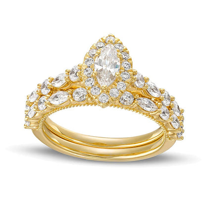 Braut-Set mit Diamanten im Marquise-Schliff 1.5 ct. Gesamtgewicht in 14K Gelbgold (I/I1)