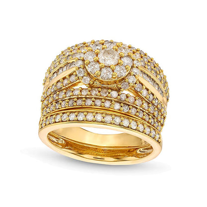 Braut-Set mit Diamanten, rund & Baguette, 1,75 ct. Gesamtgewicht, in 10K Gelbgold