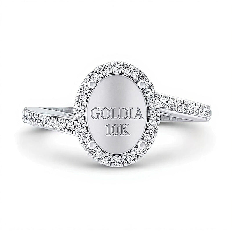 Multi-Diamant Ring 0,33 ct. Gesamtgewicht mit Bypass-Fassung und ovalem Rahmen in 10K Weißgold