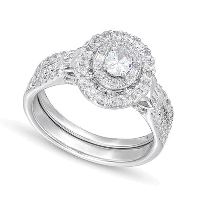 1.0 CT. TW Braut-Set mit Diamanten in Oval- und Rundschliff in 10K Weißgold