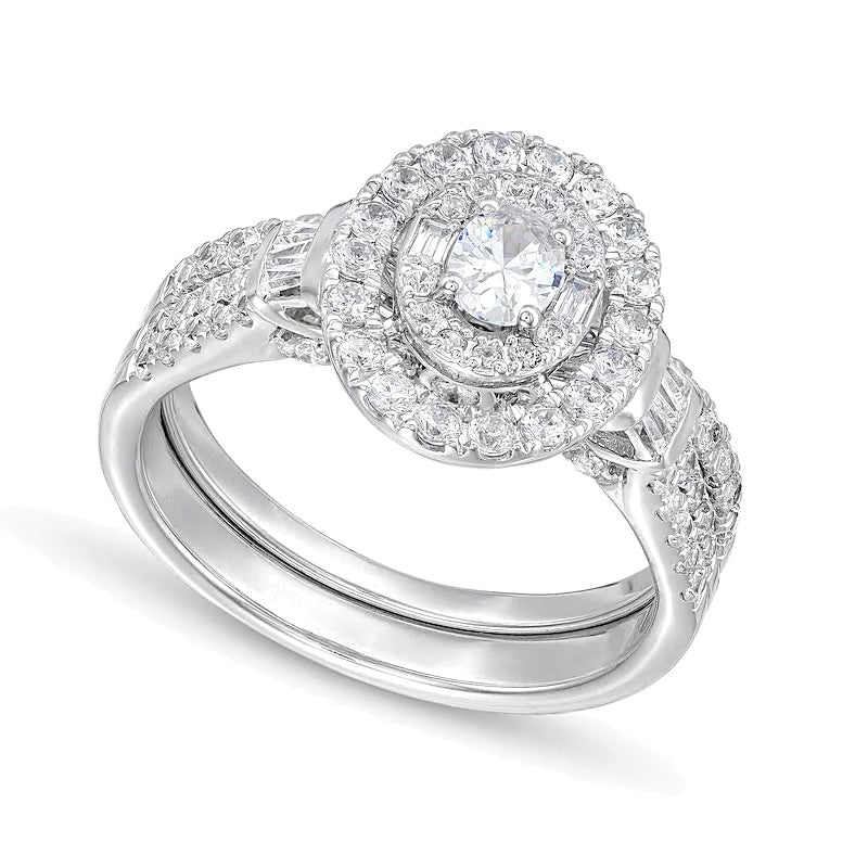 1.0 CT. TW Braut-Set mit Diamanten in Oval- und Rundschliff in 10K Weißgold