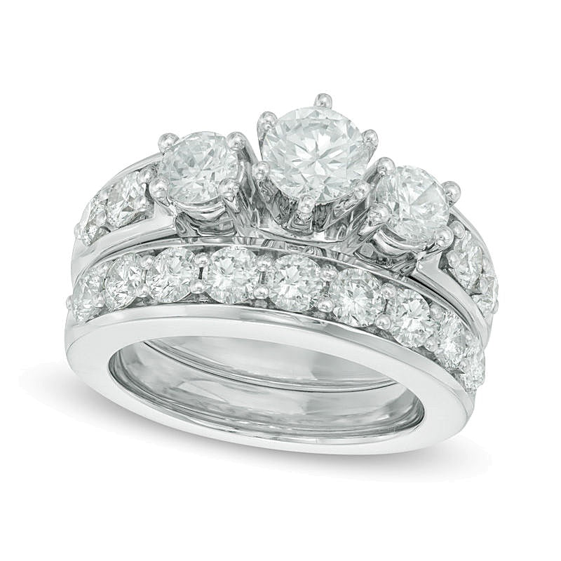 Brautset mit Diamanten 2.75 ct. Gesamtgewicht, rund, in 14K Weißgold
