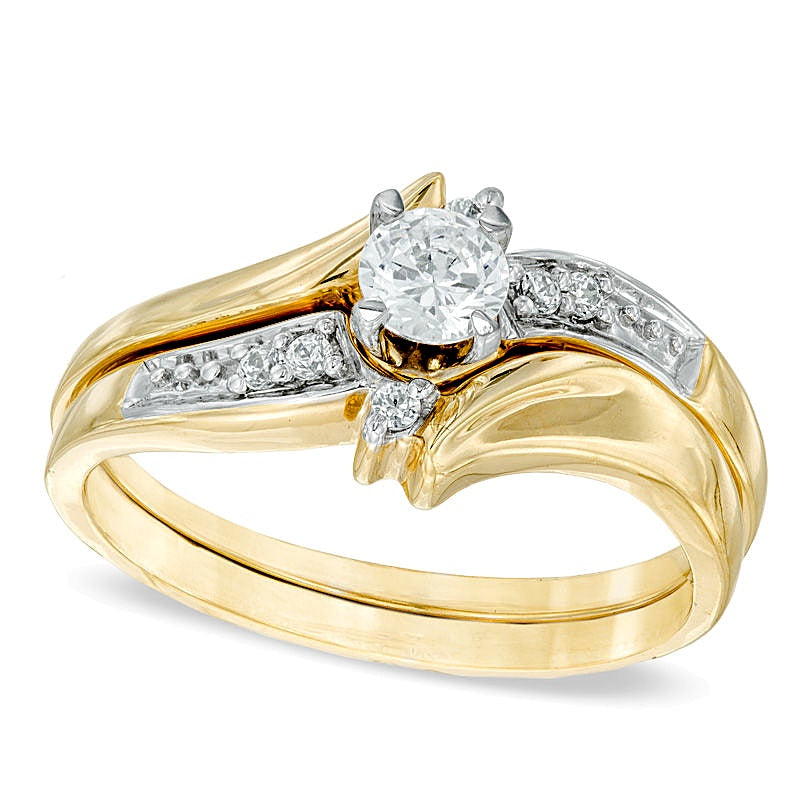 Diamant-Brautset 0.25 ct. Gesamtgewicht in 10K Gelbgold