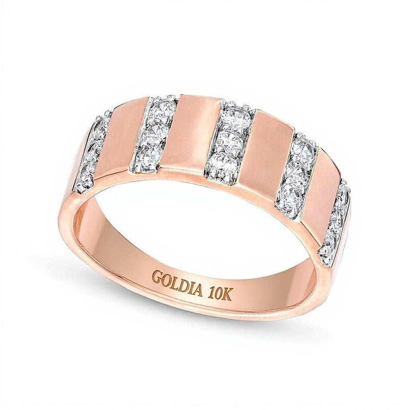 0.5 ct. Gesamtgewicht Diamant-Ring mit linearer Reihe in 10K Roségold