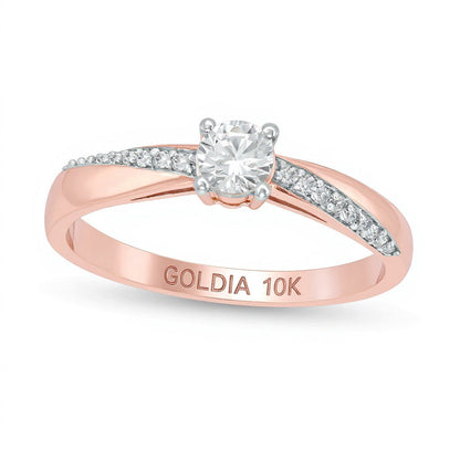 0.33 ct. Gesamtgewicht Diamant-Verlobungsring als Solitär mit seitlichem Besatz in 10K Roségold