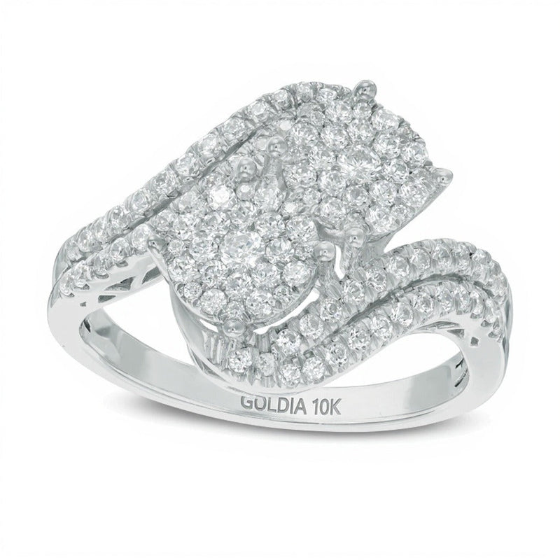 0.75 CT. Gesamtgewicht Multi-Diamant Bypass Ring aus 10K Weißgold