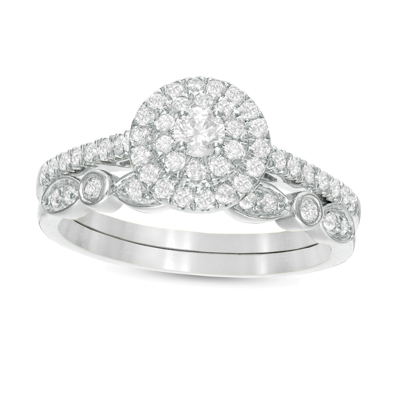 0.5 ct. Gesamtgewicht Diamant Art-Déco-Brautset in 10K Weißgold