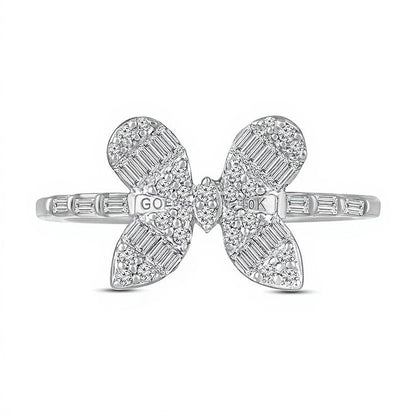 0.5 ct. Gesamtgewicht Multi-Diamant Schmetterlings-Ring in 10K Weißgold