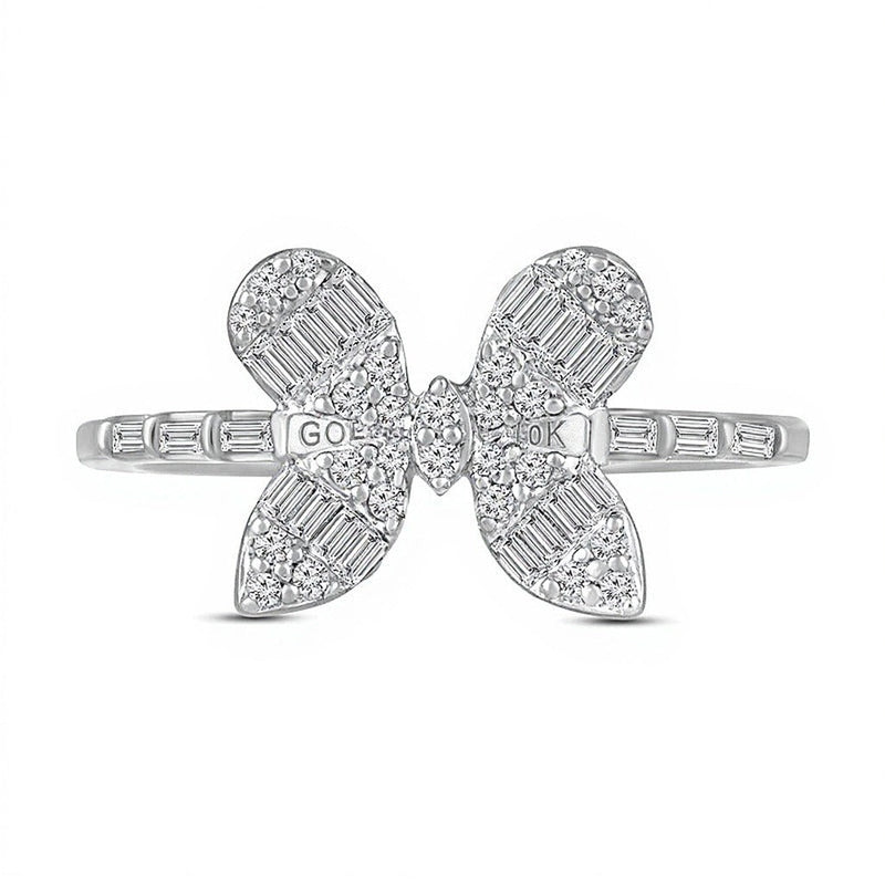0.5 ct. Gesamtgewicht Multi-Diamant Schmetterlings-Ring in 10K Weißgold