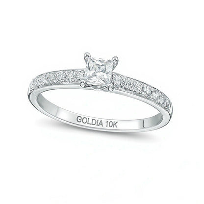 0.5 ct. Gesamtgewicht Verlobungsring mit Diamanten im Princess-Schliff in 10K Weißgold