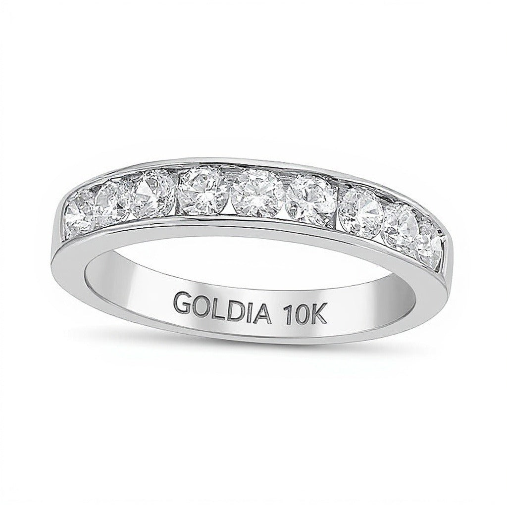 0,75 ct. Gesamtgewicht Diamant-Ring kanalgefasst mit neun Steinen in 10K Weißgold (I/I2)
