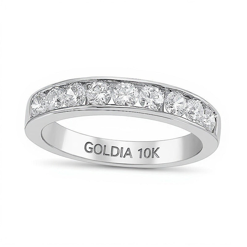 0,75 ct. Gesamtgewicht Diamant-Ring kanalgefasst mit neun Steinen in 10K Weißgold (I/I2)