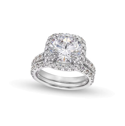 5.5 CT. TW Labordiamant-Braut-Set mit Halo in 14K Weißgold (I/SI2)