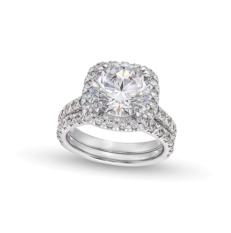 5.5 CT. TW Labordiamant-Braut-Set mit Halo in 14K Weißgold (I/SI2)
