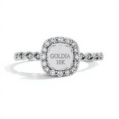 0.25 ct. Gesamtgewicht Diamant Freundschaftsring mit doppeltem Kissenschliff-Rahmen in 10K Weißgold