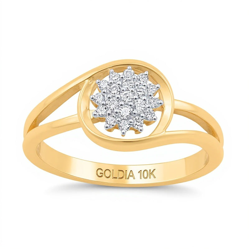 0.17 ct. Gesamtgewicht Multi-Diamant Sunburst Split-Shank Ring in 10K Gelbgold