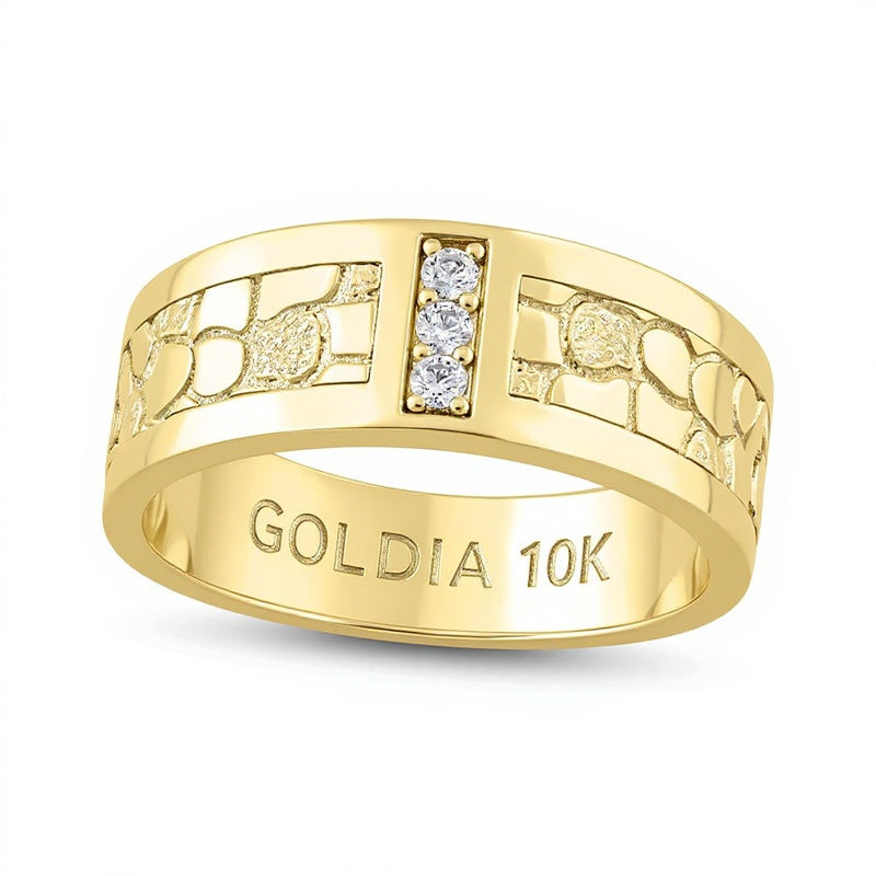 0.1 CT. Gesamtgewicht Diamant Dreistein Nugget-Ring in 10K Gelbgold