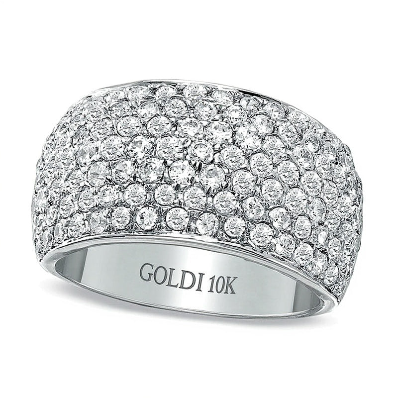 Mehrreihiger Ring mit Diamanten 2.0 ct. Gesamtgewicht in 10K Weißgold