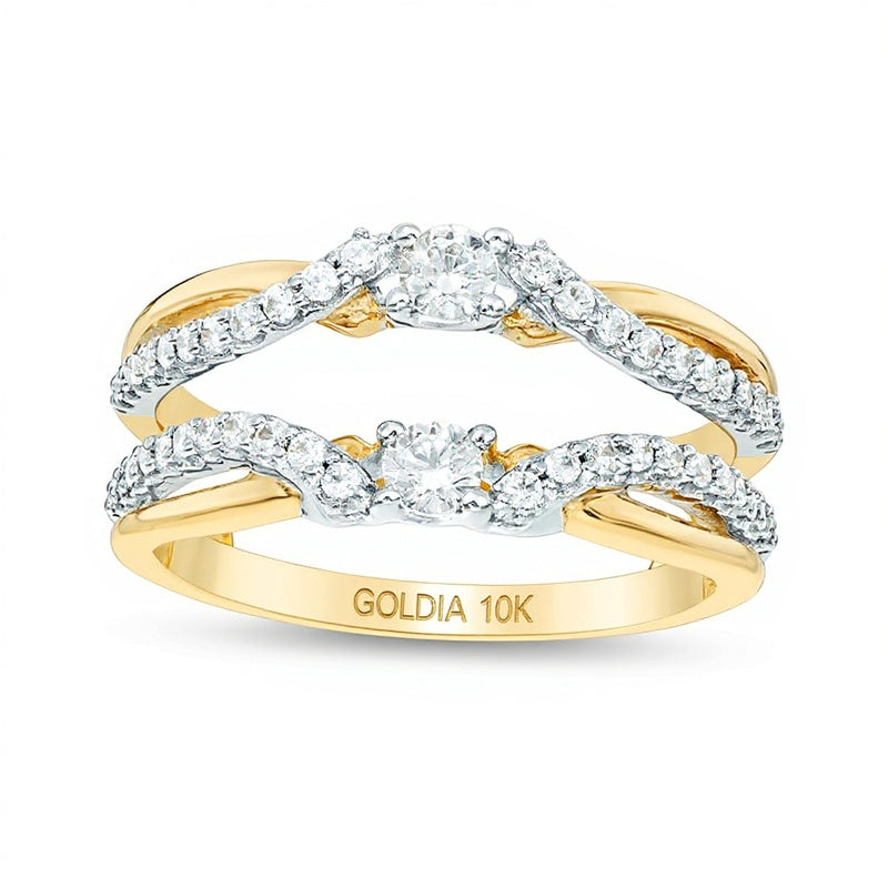 0.5 ct. Gesamtgewicht Diamant Crossover Solitär Enhancer Ring in 10K Bicolor Gold