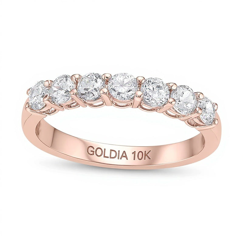 0,75 ct. Gesamtgewicht Diamant Siebenstein-Ring in 10K Roségold (I/I2)