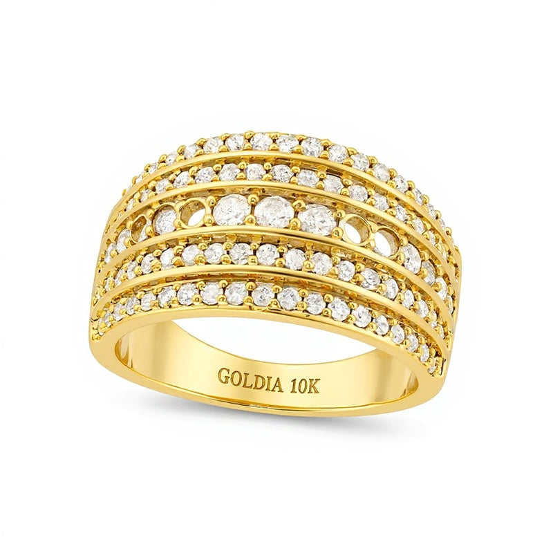 Mehrreihiger Stack-Ring mit Diamanten 1.0 ct. Gesamtgewicht in 10K Gelbgold