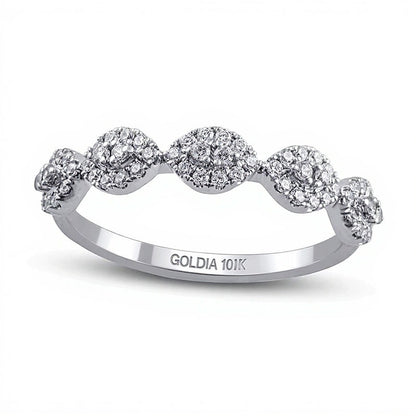 0.33 ct. Gesamtgewicht Diamant-Ring mit Marquise-Rahmen in 10K Weißgold