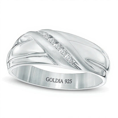Ring mit Diamanten 0.1 ct. Gesamtgewicht in rhodiniertem Sterlingsilber
