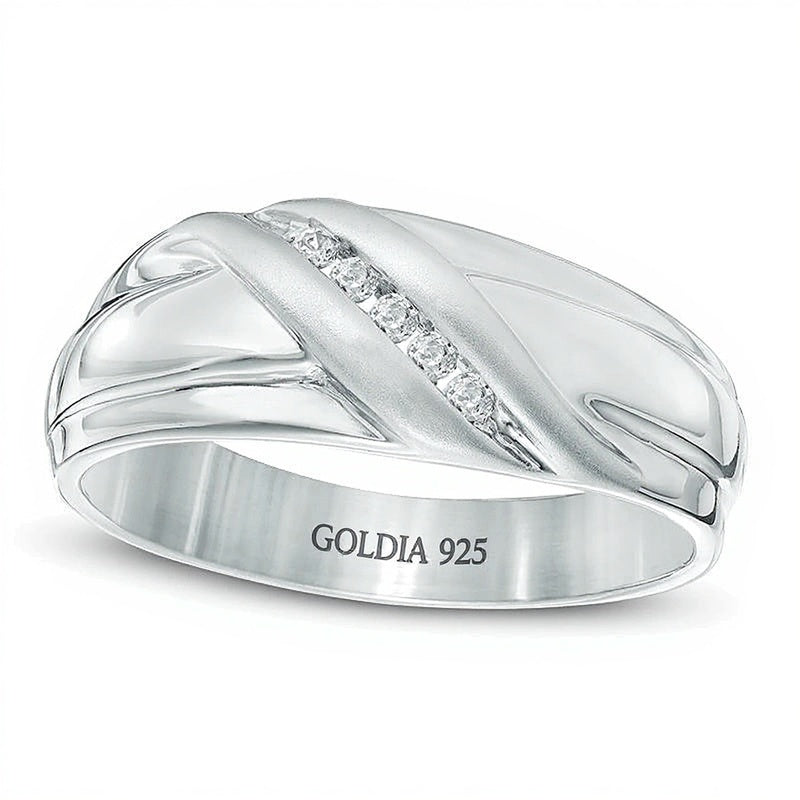 Ring mit Diamanten 0.1 ct. Gesamtgewicht in rhodiniertem Sterlingsilber