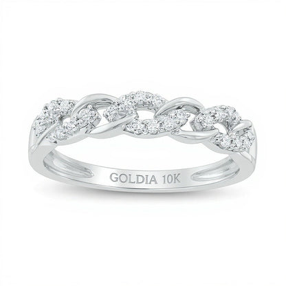 0.13 ct. Gesamtgewicht Diamant-Ring in 10K Weißgold