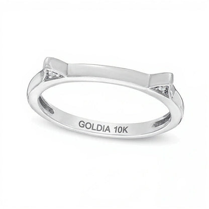 Fashion-Ring Katzenohren mit Diamant-Besatz in 10K Weißgold