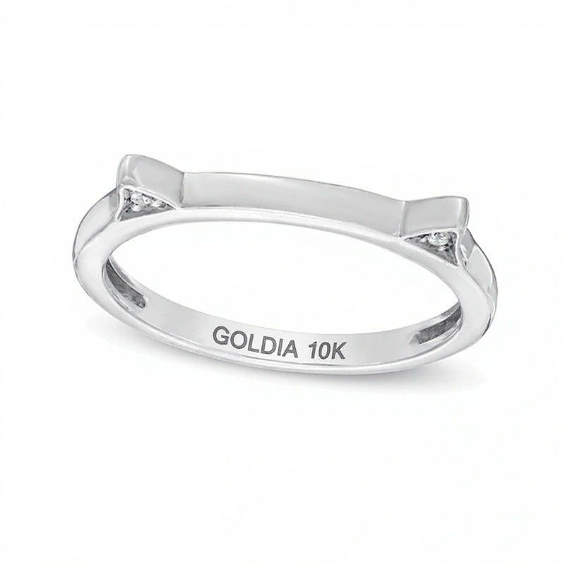 Fashion-Ring Katzenohren mit Diamant-Besatz in 10K Weißgold