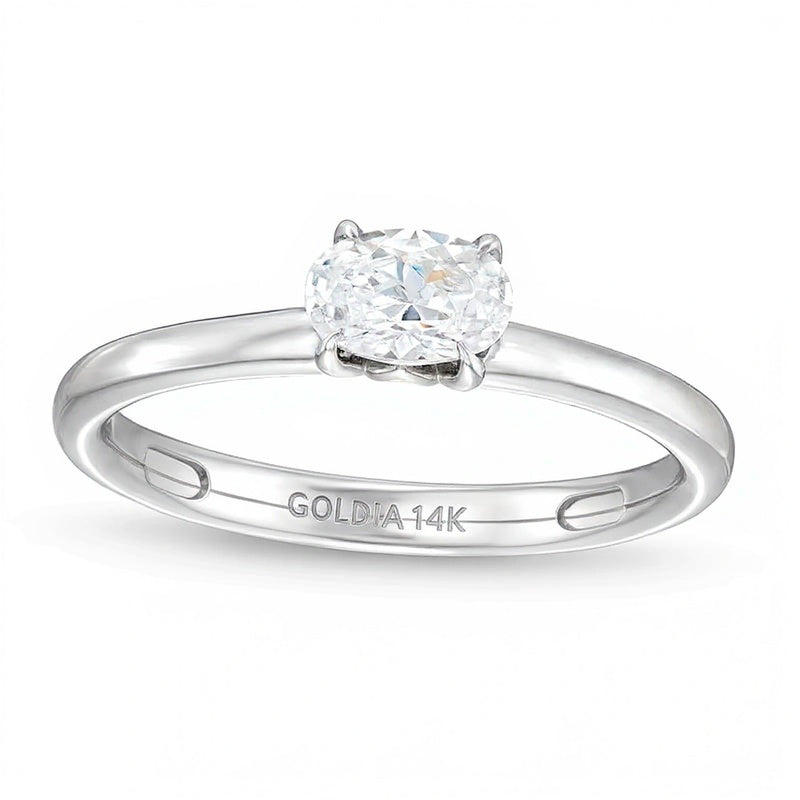 0.5 CT. Solitär-Ring mit ovalem Diamant quer gefasst in 14K Weißgold (I/I2)