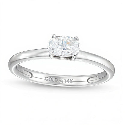 0.5 CT. Solitär-Ring mit ovalem Diamant quer gefasst in 14K Weißgold (I/I2)