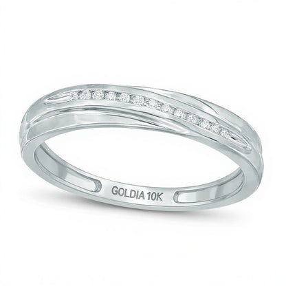 Ehering mit 1/20 ct. Gesamtgewicht Diamanten in schrägem Design aus 10K Weißgold
